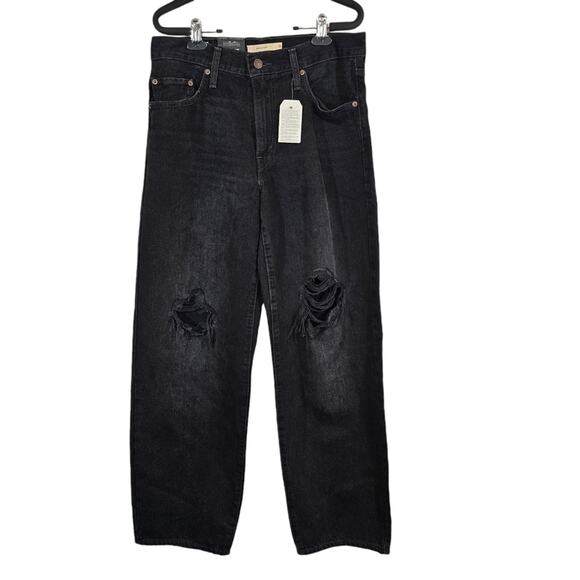 ⚡️SALE! Levi's Black Distressed Baggy Dad Jeans NWT Size 32x30 - Picture 4 of 12